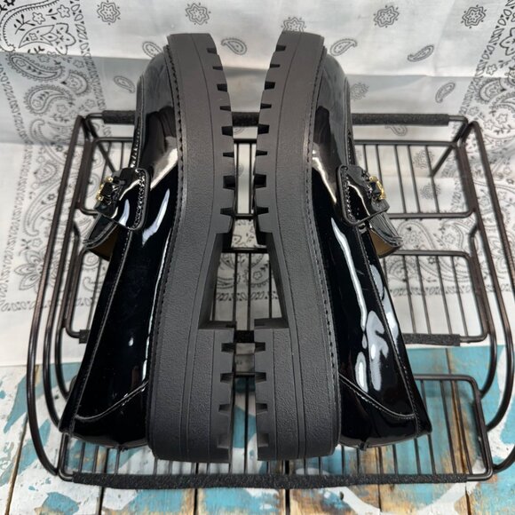 NEW Sam Edelman Laurs Loafer Womens Sz 6.5M Black Patent Leather Slip On Shoes - Picture 8 of 10